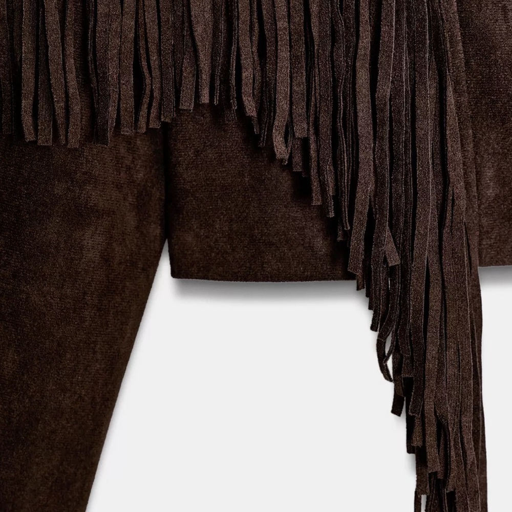 ZARA FAUX SUEDE FRINGED JACKET - Picture 3 of 16